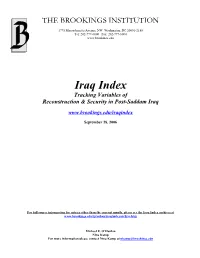 Iraq Index Tracking Variables of Reconstruction & Security in Post-Saddam Iraq