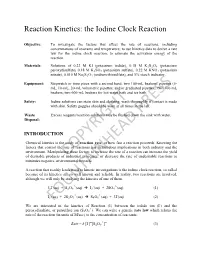 The Iodine Clock Reaction