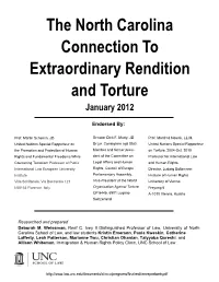 The North Carolina Connection to Extraordinary Rendition and Torture January 2012