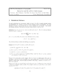 Extractors and the Leftover Hash Lemma 1 Statistical Distance