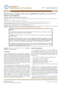 Identification of Children with Acute Lymphoblastic Leukemia at Low