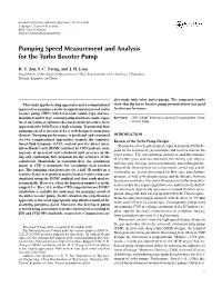 Pumping Speed Measurement and Analysis for the Turbo Booster Pump