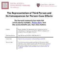 The Representation of Third Person and Its Consequences for Person-Case Effects
