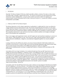 TOH Information Systems Update October 2016