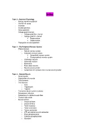 Topic 2 – Neuronal Physiology