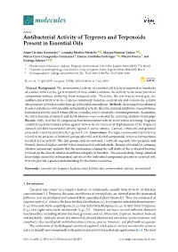 Antibacterial Activity of Terpenes and Terpenoids Present in Essential Oils