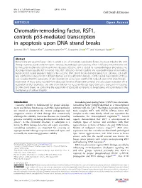 Chromatin-Remodeling Factor, RSF1, Controls P53-Mediated Transcription