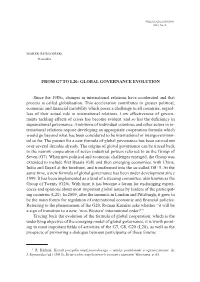 FROM G7 to L20: GLOBAL GOVERNANCE EVOLUTION Since
