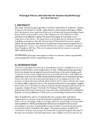 Polyvagal Theory: Introduction for Somatic Psychotherapy Vincentia Schroeter