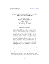 The Evolution of the Orbit Distance in the Double Averaged Restricted 3-Body Problem with Crossing Singularities