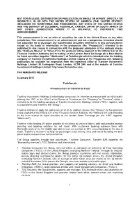 1 Not for Release, Distribution Or Publication