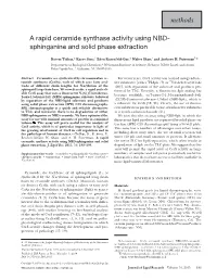 A Rapid Ceramide Synthase Activity Using NBD- Sphinganine and Solid Phase Extraction
