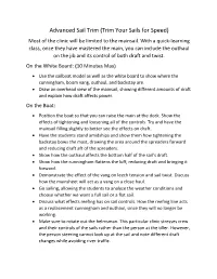 Advanced Sail Trim (Trim Your Sails for Speed) Most of the Clinic Will Be Limited to the Mainsail