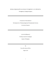 Binding and Signaling Differences Between Prostaglandin E1 and E2 Mediated By