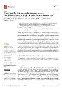 Dissecting the Environmental Consequences of Bacillus Thuringiensis Application for Natural Ecosystems †