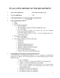 Evaluative Report of the Department