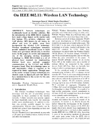 On IEEE 802.11: Wireless LAN Technology