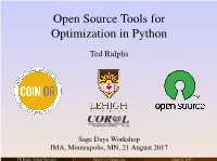 Open Source Tools for Optimization in Python
