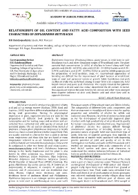 Relationships of Oil Content and Fatty Acid Composition with Seed Characters of Diploknema Butyracea