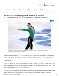 Brown Blogs from Nebelhorn Trophy | Icenetwork.Com: Your Home for ﬁgure Skating and Speed Skating