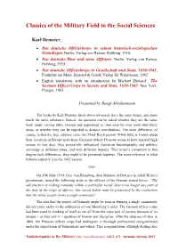 Classics of the Military Field in the Social Sciences