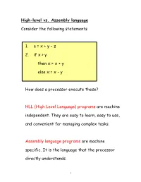 High-Level Vs Assembly Language Programming