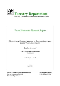 Mean Annual Volume Increment of Selected Industrial Species