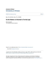 On the Relation of Informal to Formal Logic