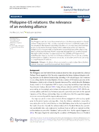 Philippine-US Relations: the Relevance of an Evolving Alliance