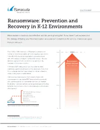 Ransomware: Prevention and Recovery in K-12 Environments