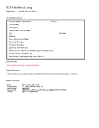 RCRA Notifiers Listing