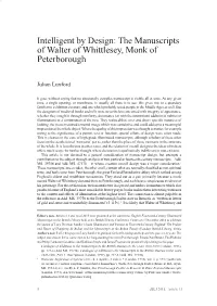 The Manuscripts of Walter of Whittlesey, Monk of Peterborough