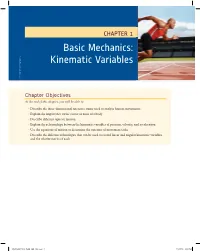 Basic Mechanics: Kinematic Variables