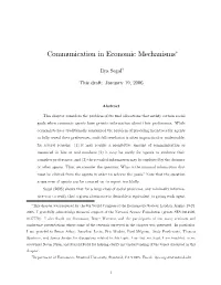Communication in Economic Mechanisms"