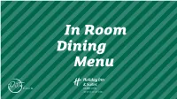 In Room Dining Menu