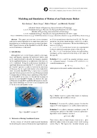 Modeling and Simulation of Motion of an Underwater Robot