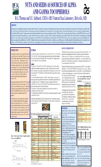 Nuts and Seeds As Sources of Alpha and Gamma Tocopherols R.G
