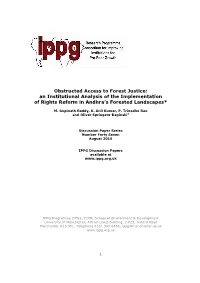 Obstructed Access to Forest Justice: an Institutional Analysis of the Implementation of Rights Reform in Andhra's Forested