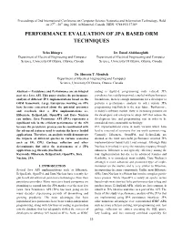 Performance Evaluation of Jpa Based Orm Techniques