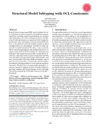 Structural Model Subtyping with OCL Constraints