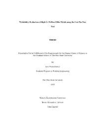 Weldability Evaluation of High-Cr Ni-Base Filler Metals Using the Cast Pin Tear