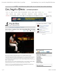 Andrew WK Lets Absurdism Flow at Largo | Pop & Hiss