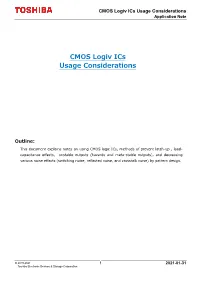 CMOS Logic Ics Usage Considerations