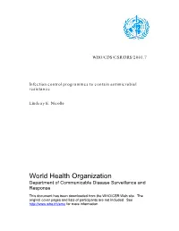 Infection Control Programmes to Contain Antimicrobial Resistance