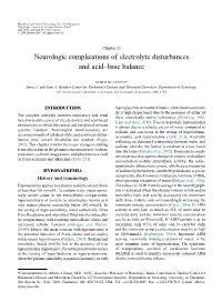 Neurologic Complications of Electrolyte Disturbances and Acid–Base Balance