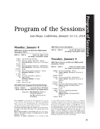 Program of the Sessions San Diego, California, January 10–13, 2018