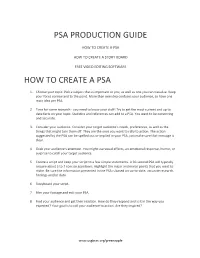 Psa Production Guide How to Create A