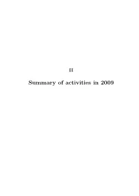 Summary of Activities in 2009