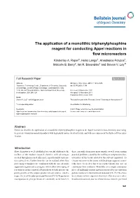 The Application of a Monolithic Triphenylphosphine Reagent for Conducting Appel Reactions in Flow Microreactors