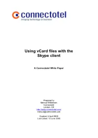 Using Vcard Files with the Skype Client